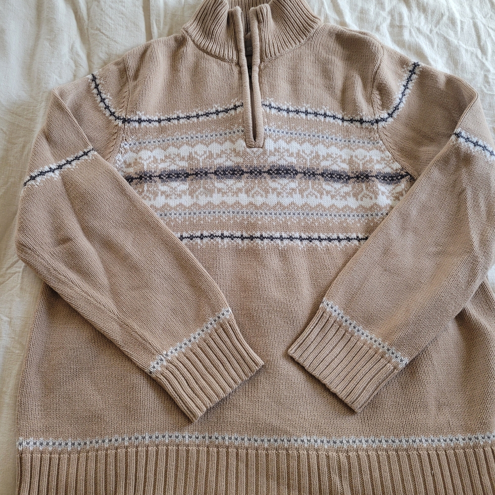 Croft & Barrow Tan Patterned Zip-Up Sweater - Picture 10 of 10